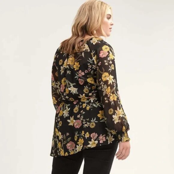 Love & Legend Floral Peplum Blouse with Balloon Sleeves - Picture 2 of 12